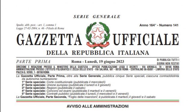 GAZZETTA UFFICIALE N.141  19.06.2023